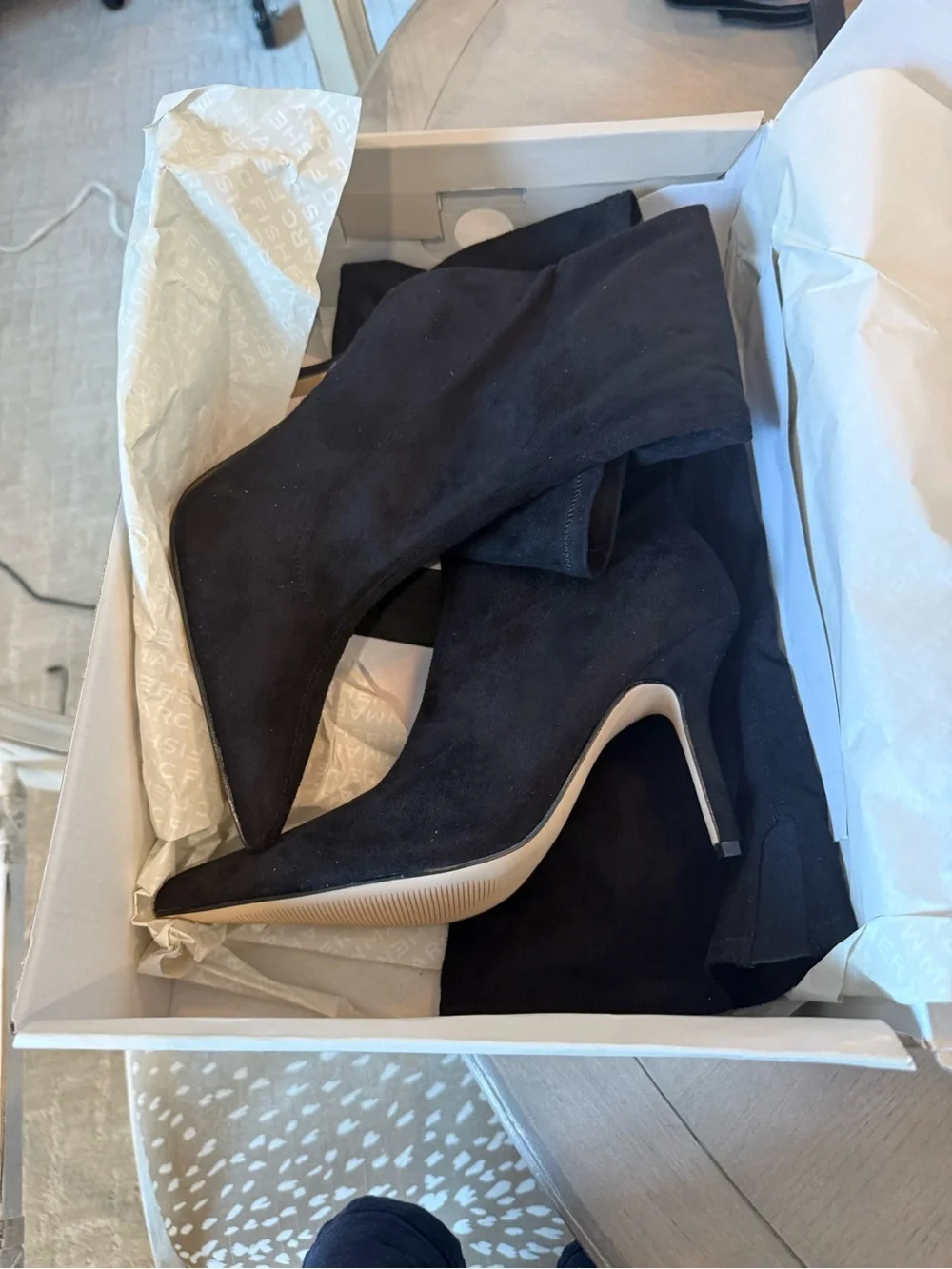 Marc Fisher Black Over-The-Knee Suede Stiletto Boots